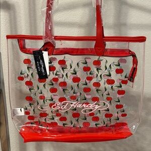 Ed Hardy Cherry Print Clear Tote Bag